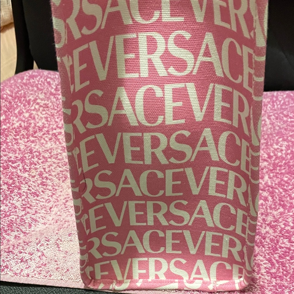 Versace Pink and White Logo Tote - Picture 14 of 15